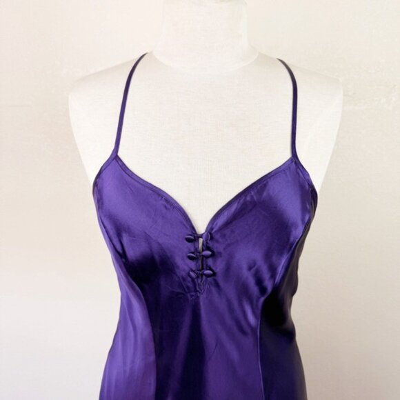 Victorias Secret 80s Purple Vintage Gold Label Silk Slip Mini Size Small - Picture 2 of 7